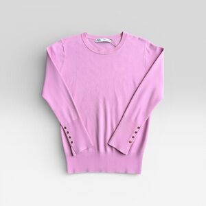 Zara Soft Pink Sweater with Button Details